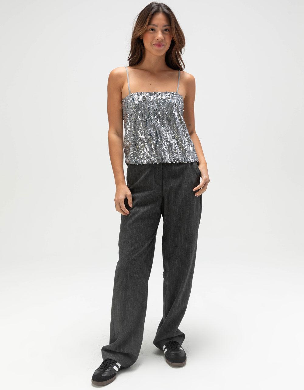 JJXX Tara Womens Sleeveless Sequin Top - BLACK Product Image