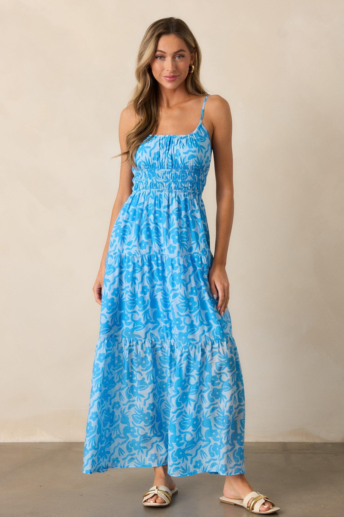 MINKPINK Enza Blue Floral Maxi Dress Product Image