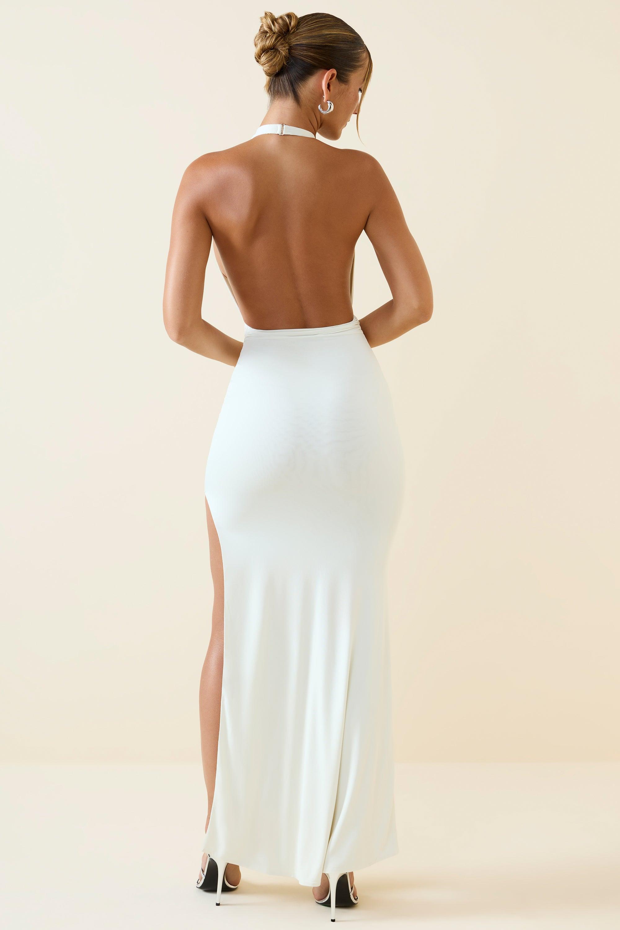 Halterneck Cut-Out Maxi Dress in Vanilla Product Image