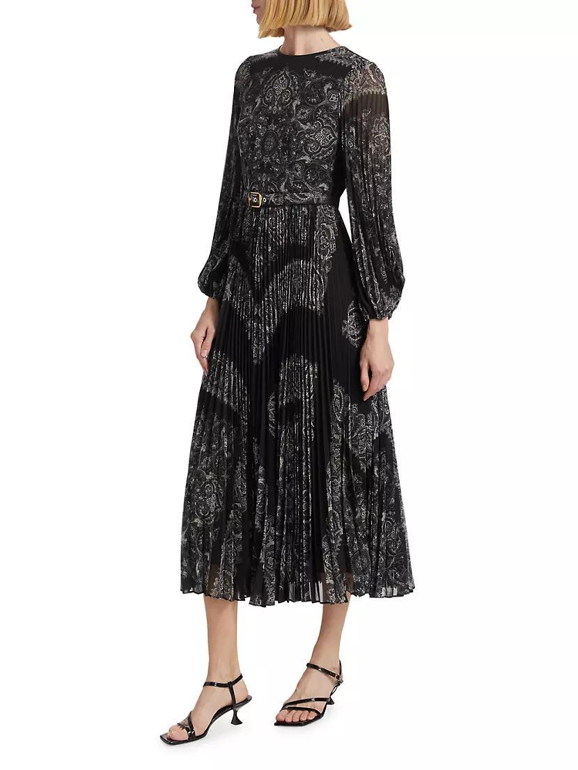 Sunray Paisley Belted Midi-Dress Product Image