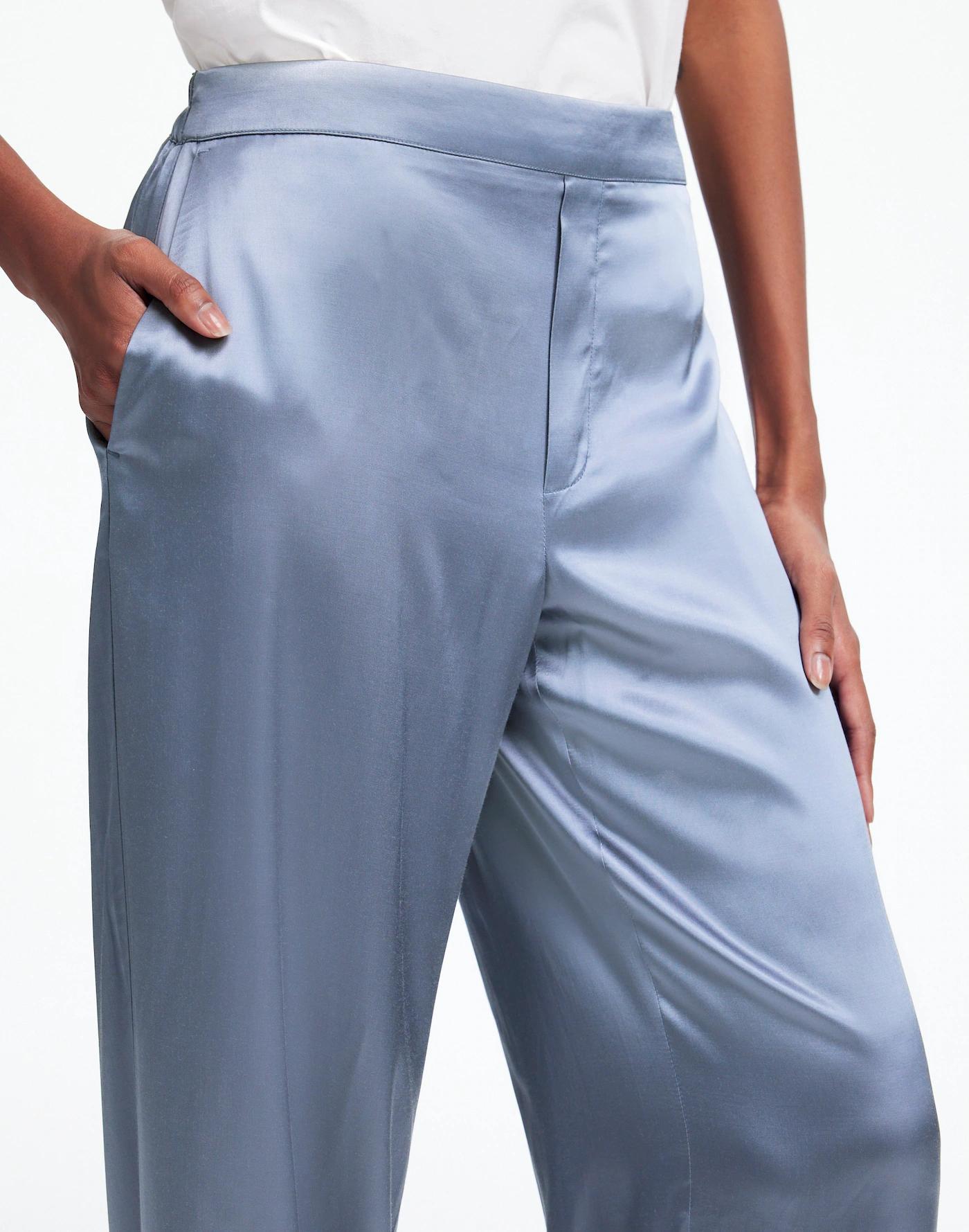 Pull-On Straight Pants in Stretch Satin Product Image