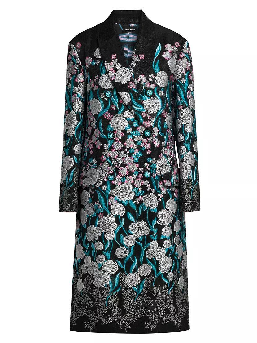 Floral Embroidered Long Peacoat Product Image