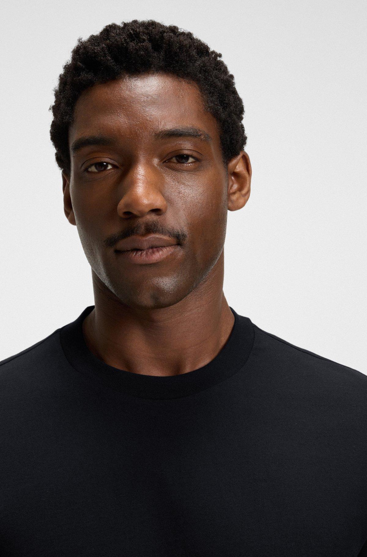 BOSS - Regular-fit T-shirt in cotton jersey with ribbed collar - Black Product Image