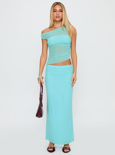 Aristocrat One Shoulder Mesh Set Blue Product Image