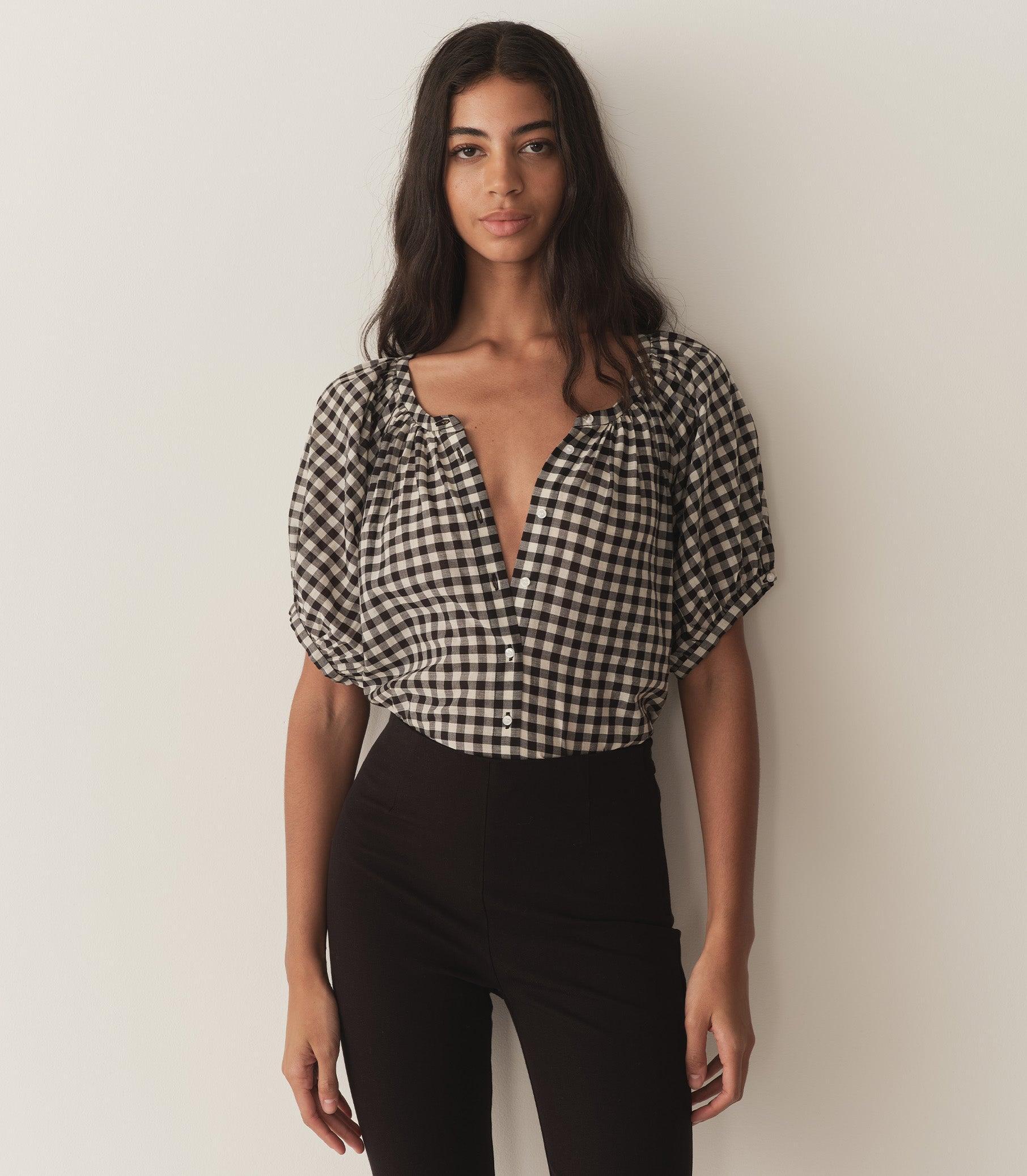 JUNE TOP -- NOIR GRETA GINGHAM Product Image