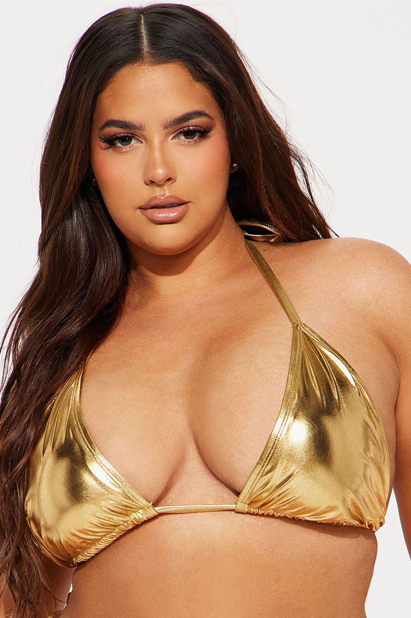 Maui Mix And Match Metallic Triangle Bikini Top - Gold Product Image