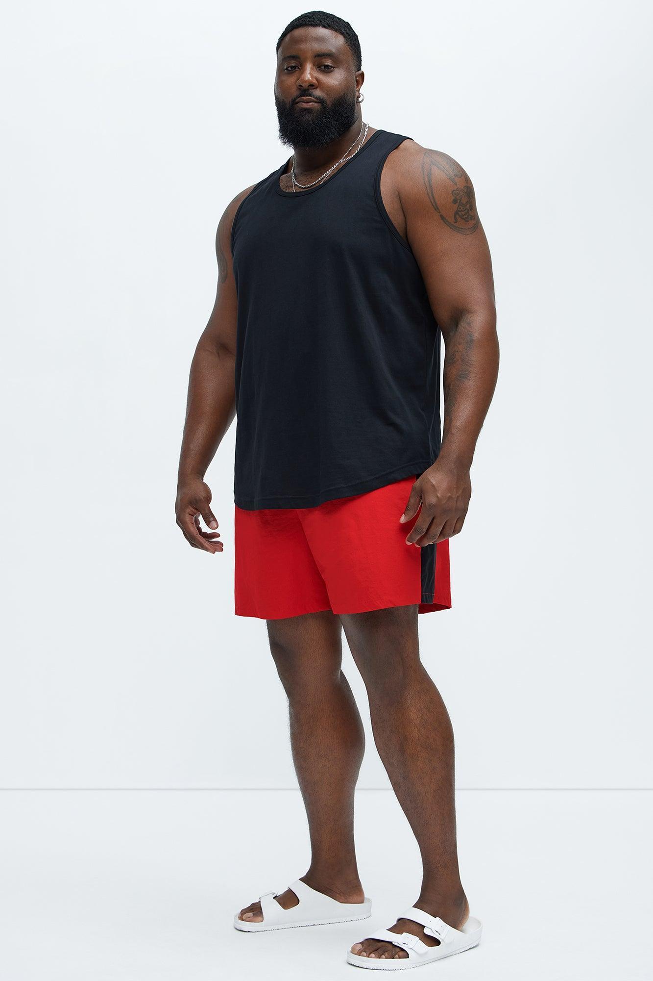 Contrast On The Side Swim Mid Trunk - Red/combo Product Image