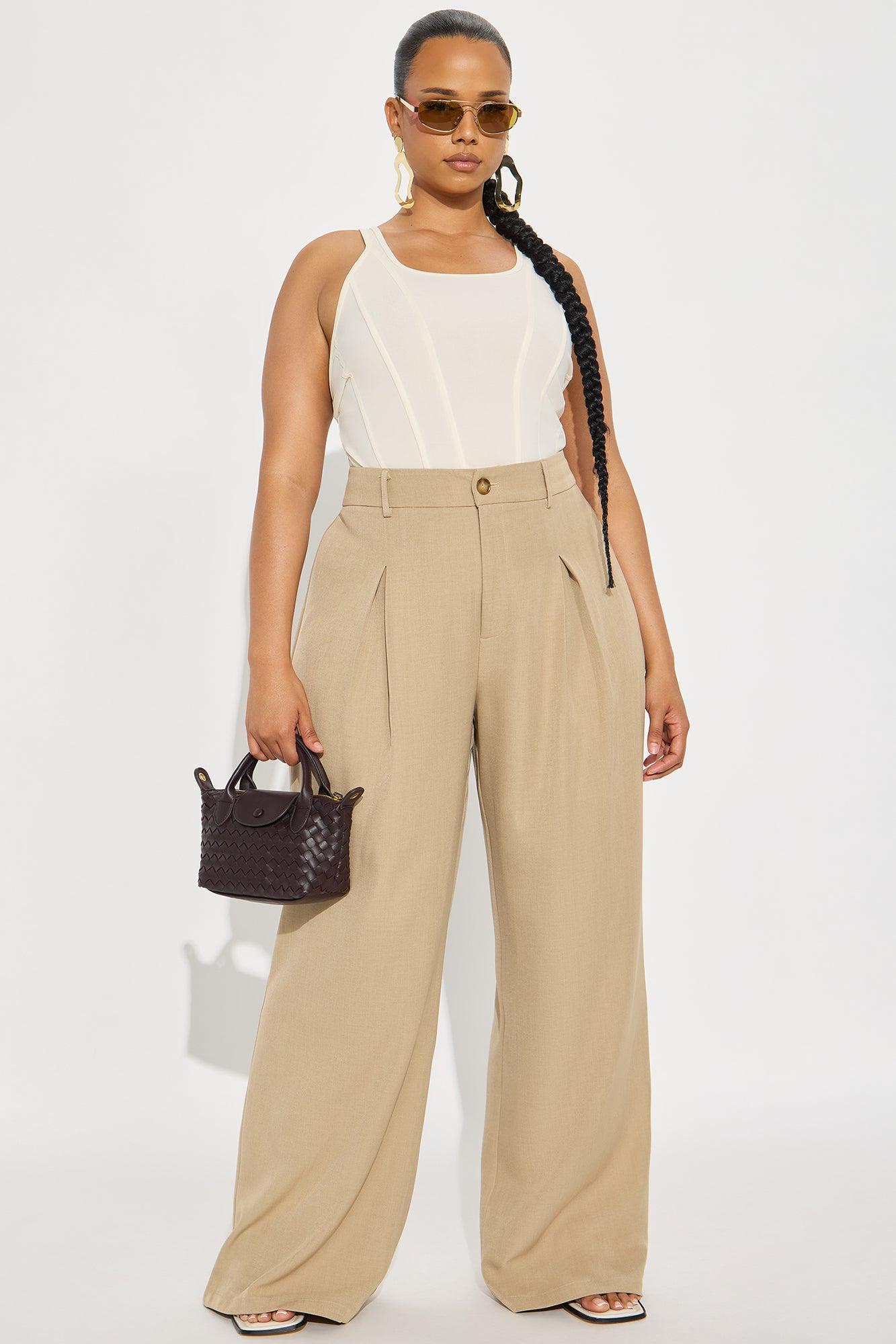 Alena Crepe Wide Leg Trouser Pant - Beige Female Product Image
