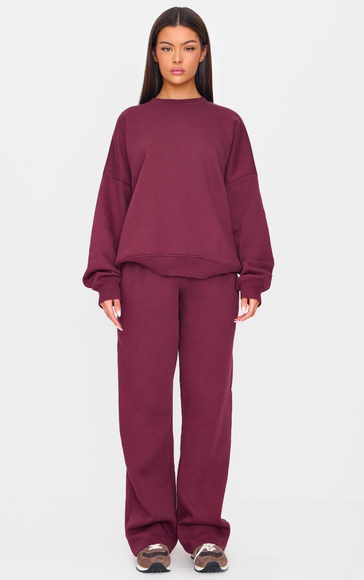 Burgundy Drawstring Wide Leg Sweatpants Product Image