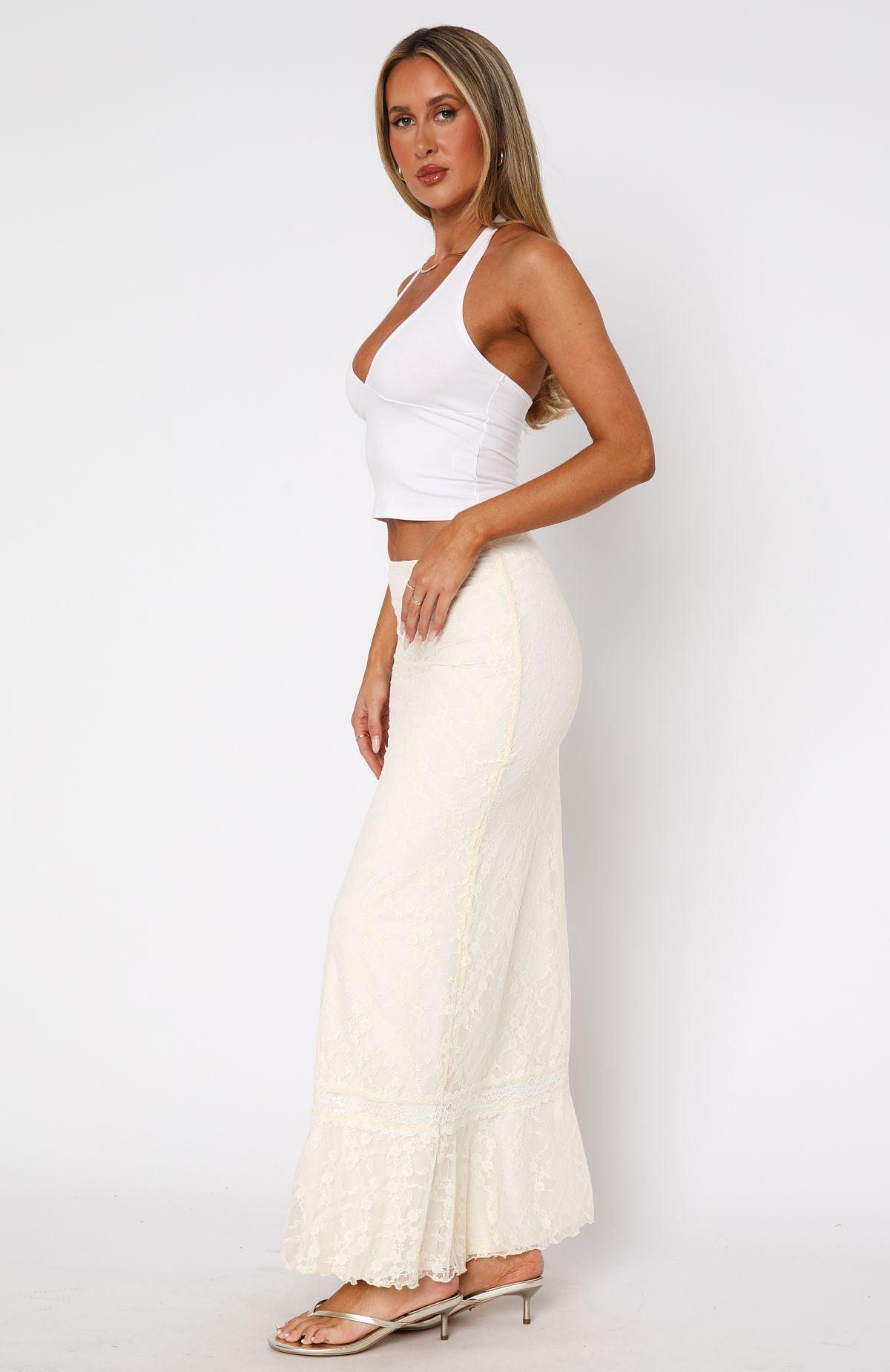 No Giving Up Lace Maxi Skirt Cream Product Image