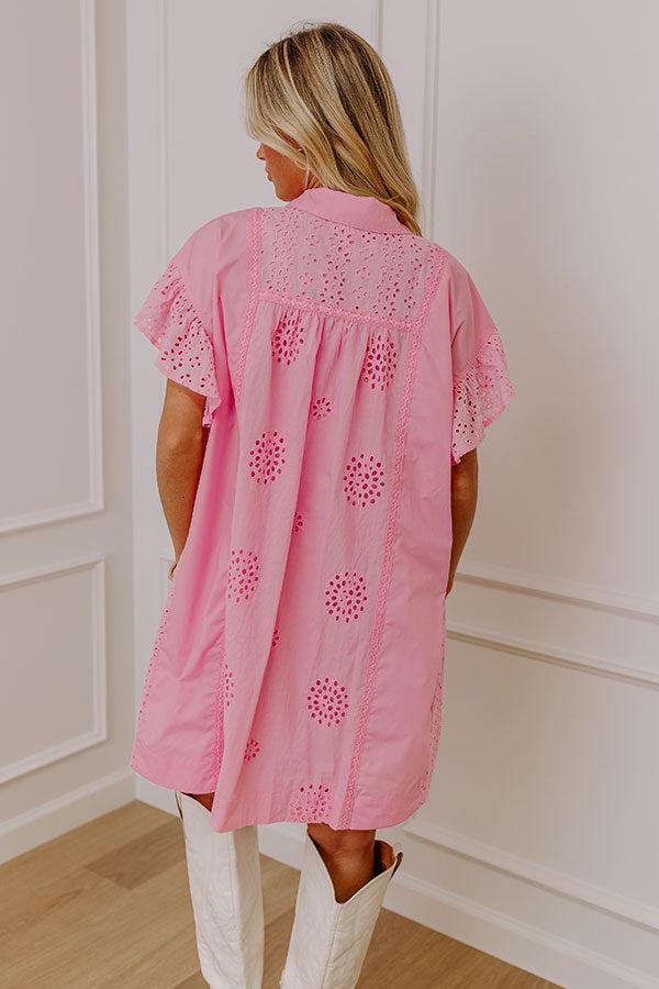 Brunch Ready Eyelet Mini Dress in Pink Product Image