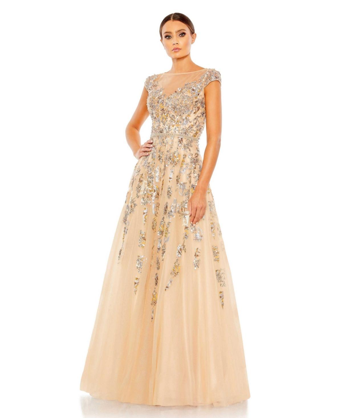 Womens Flared Sequin Pattern Gown Product Image