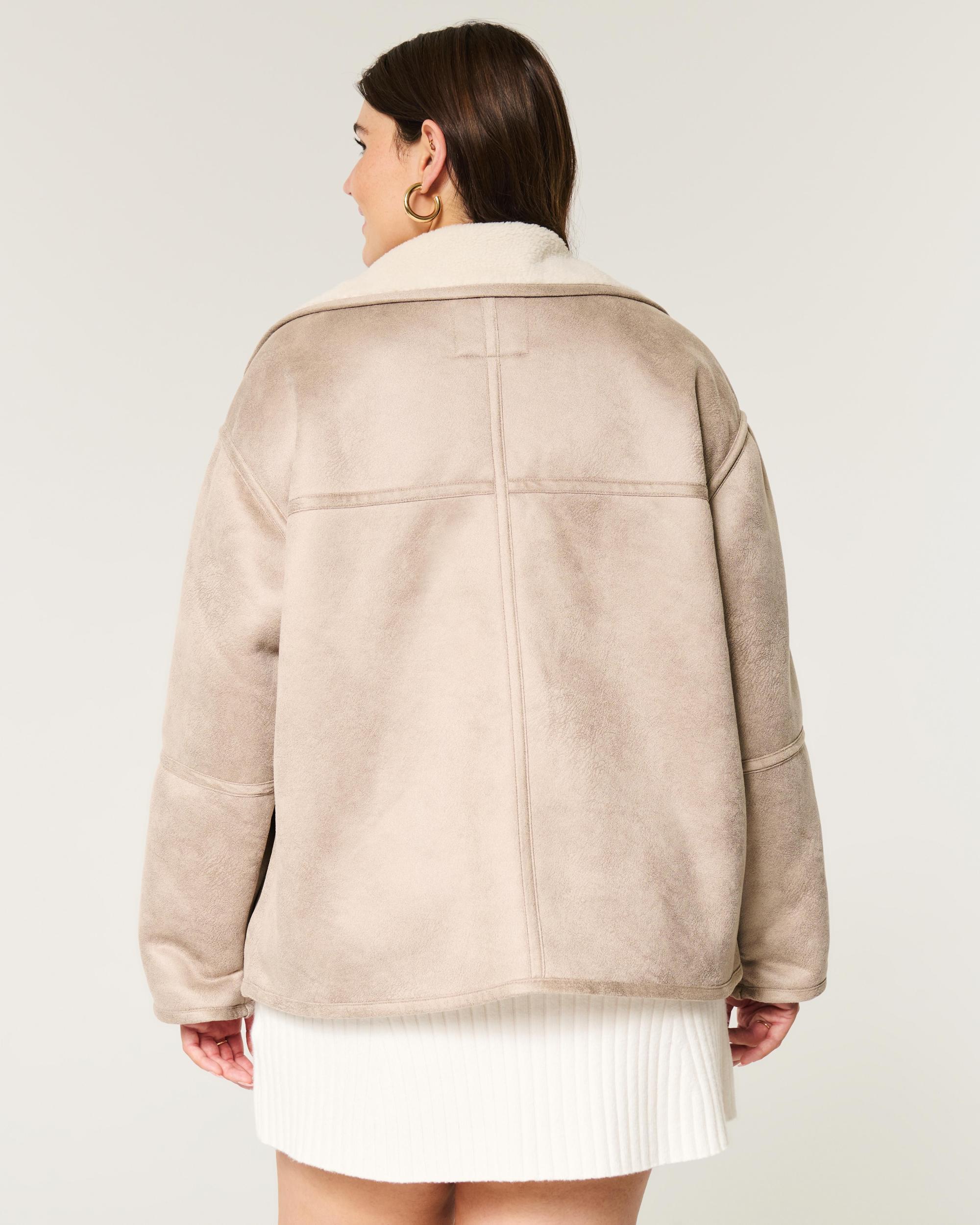 Sherpa-Lined Faux Suede Jacket Product Image