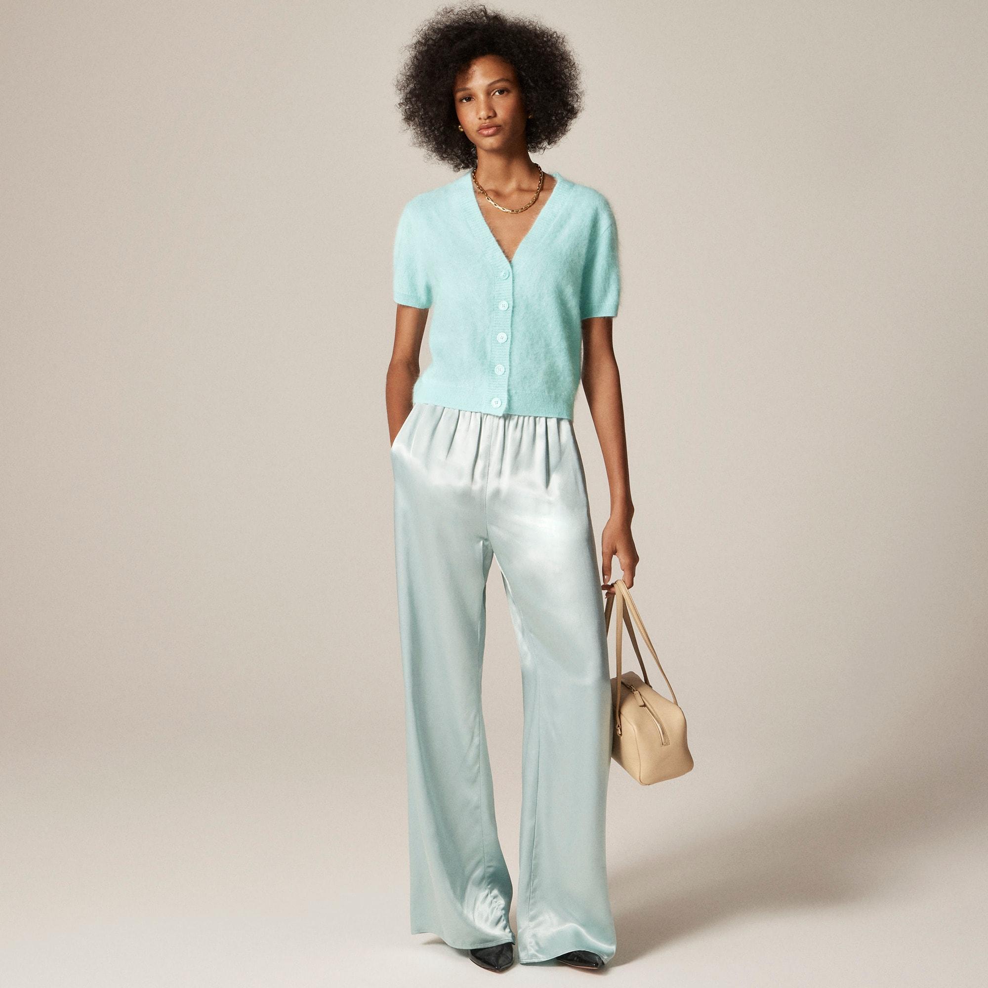 Brushed cashmere short-sleeve cardigan Product Image