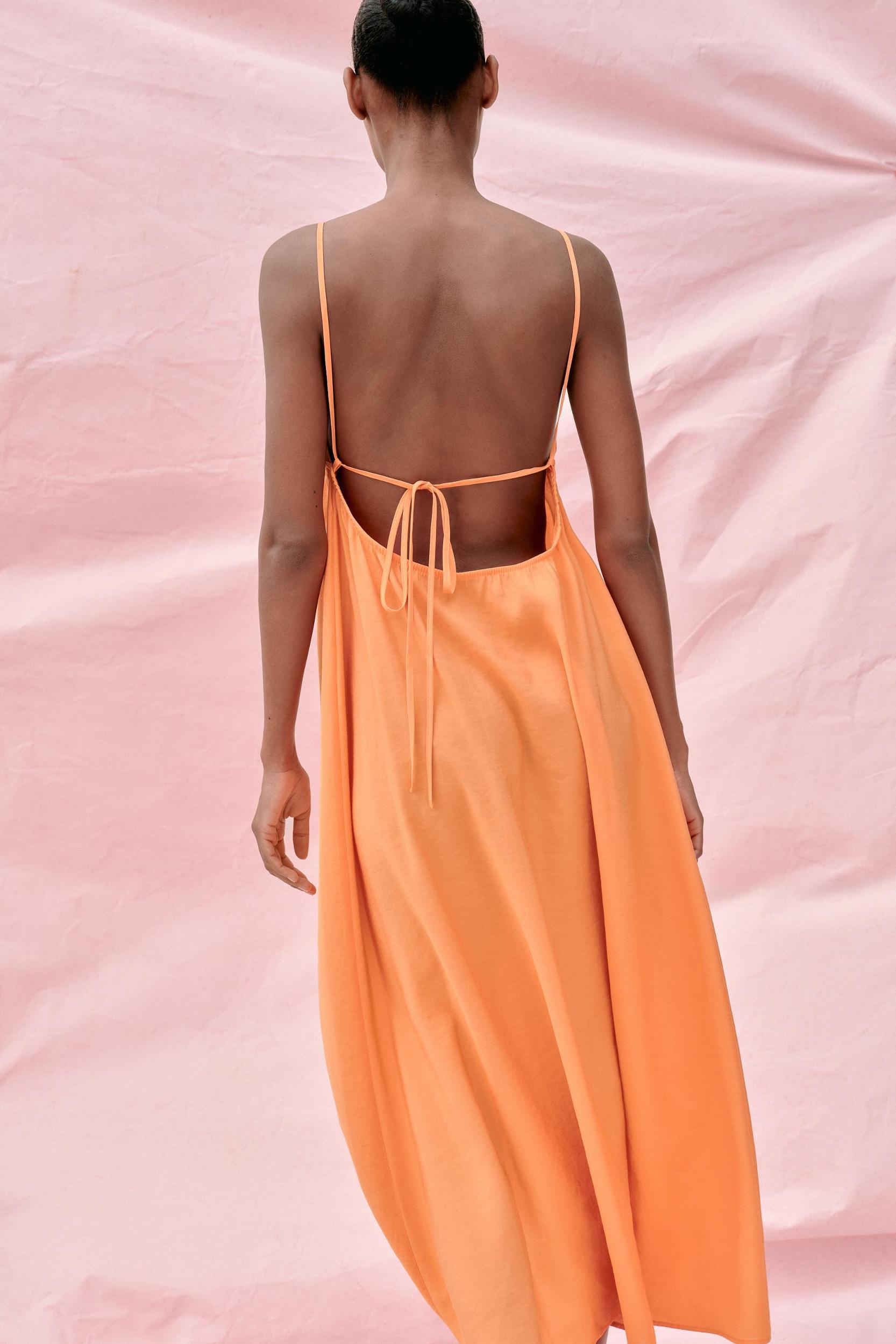 FLOWY MIDI DRESS WITH STRAPS Product Image