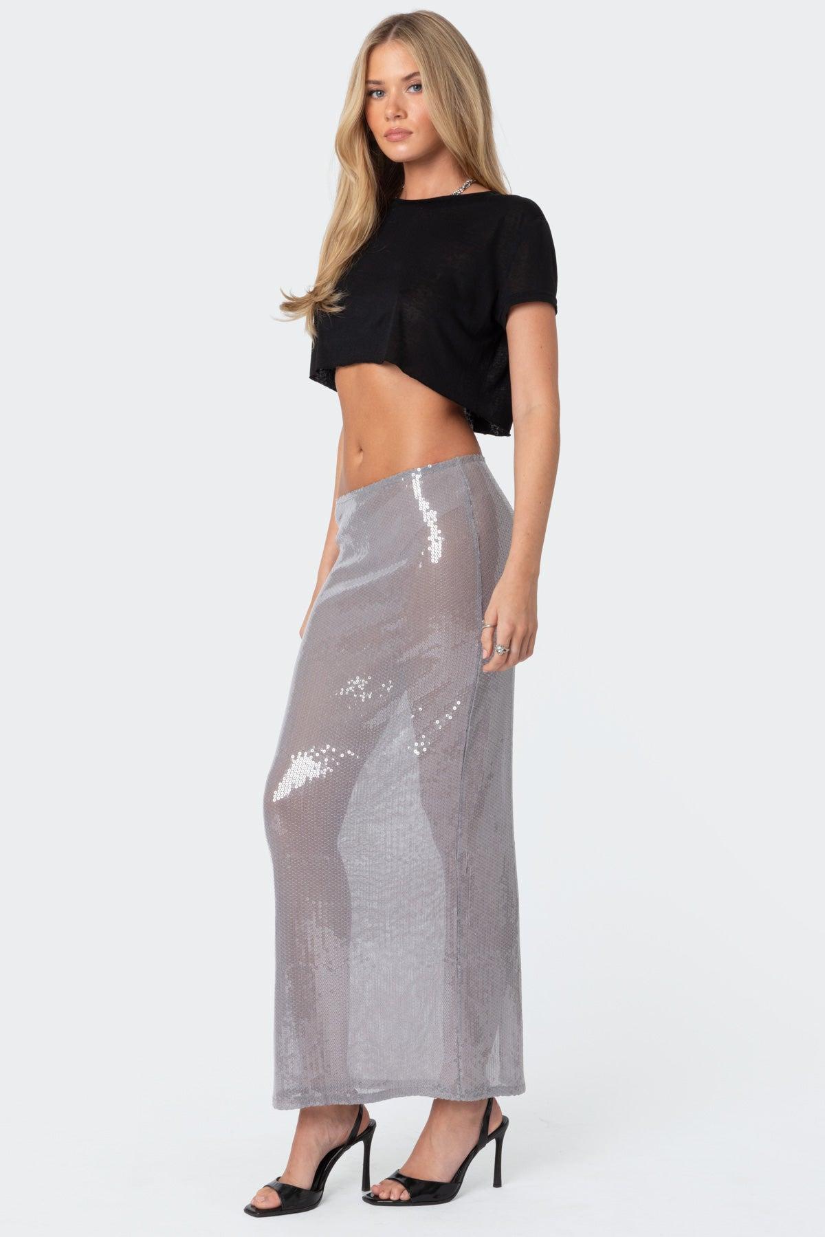 Riki Sheer Sequin Maxi Skirt Product Image