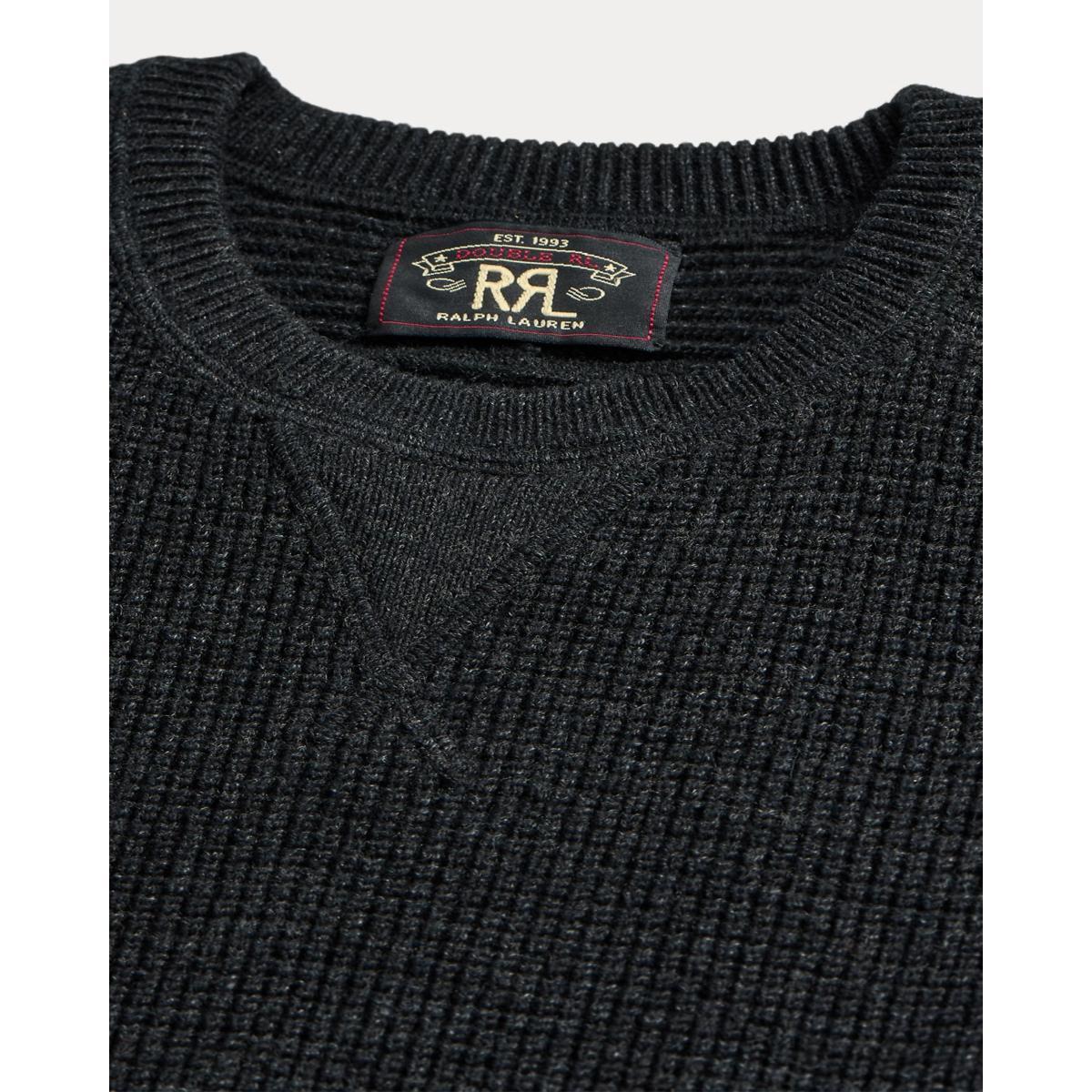 Waffle-Knit Cotton-Wool Sweater Black Heather Product Image