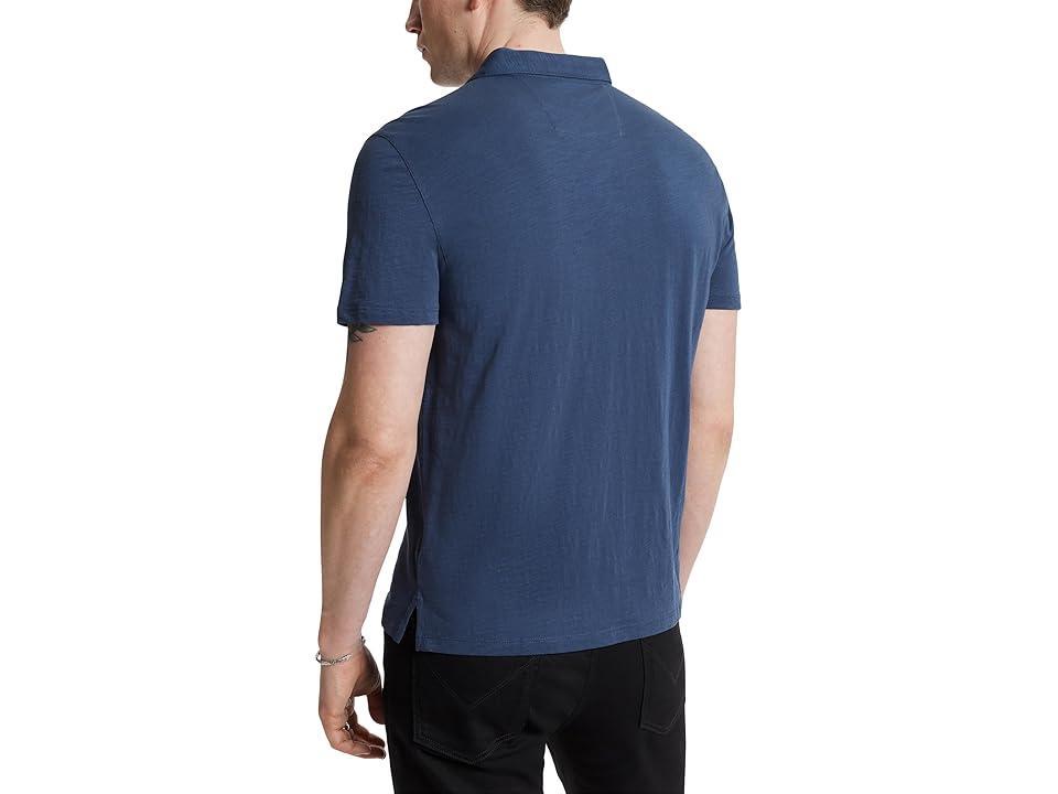 John Varvatos Men's Victor Solid Slub Cotton Polo in Oiled Blue at Nordstrom, Size X-Large Product Image