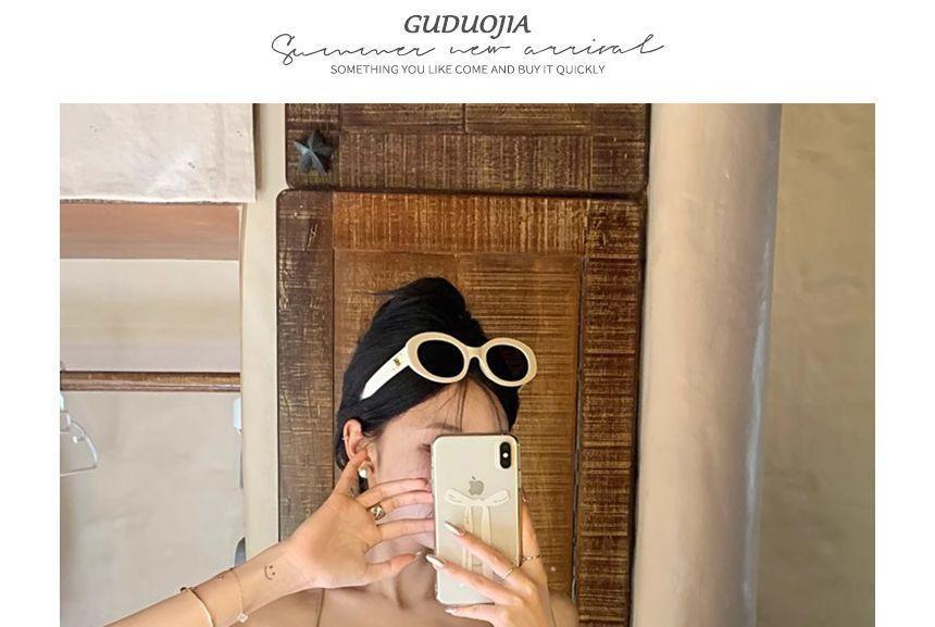 Halter Plain Open Back Padded Crop Cami Top Product Image