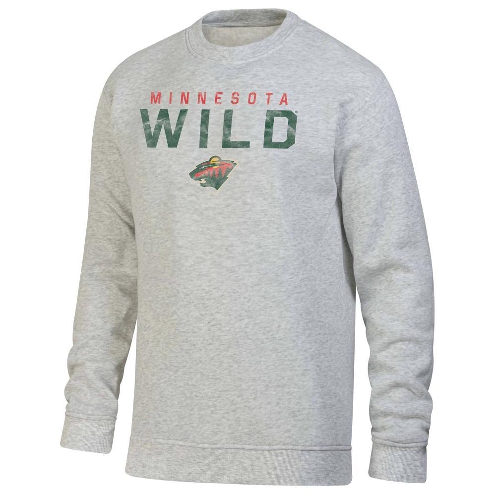 NHL Minnesota Wild Mens Long Sleeve Gray Crew Neck Fleece Hooded Sweatshirt Product Image