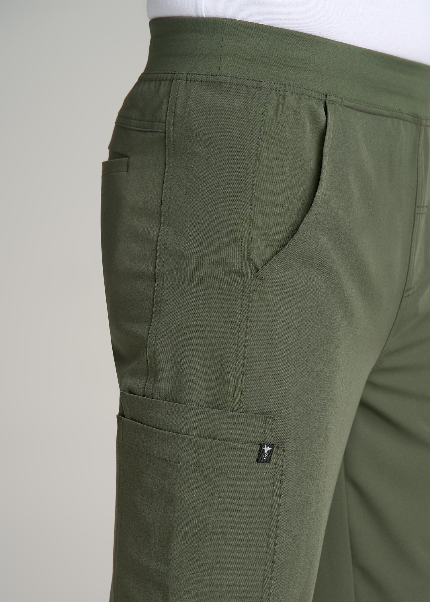 Cargo Scrub Pants for Tall Men in Clover Green Male Product Image