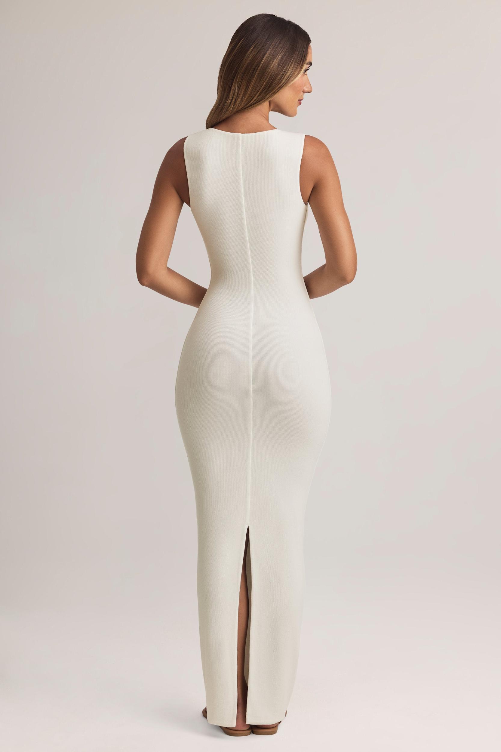 Modal Button-Detail Maxi Dress in White Product Image