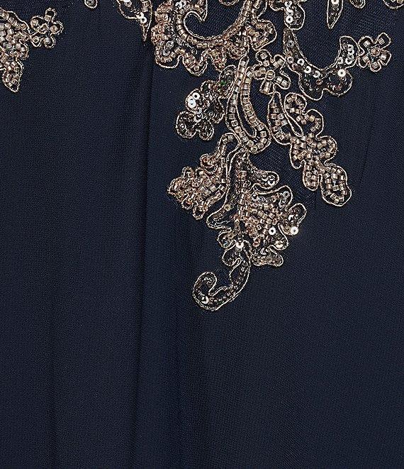 Betsy & Adam Plus Size Halter Neck Sleeveless Beaded A Line Chiffon Gown Product Image