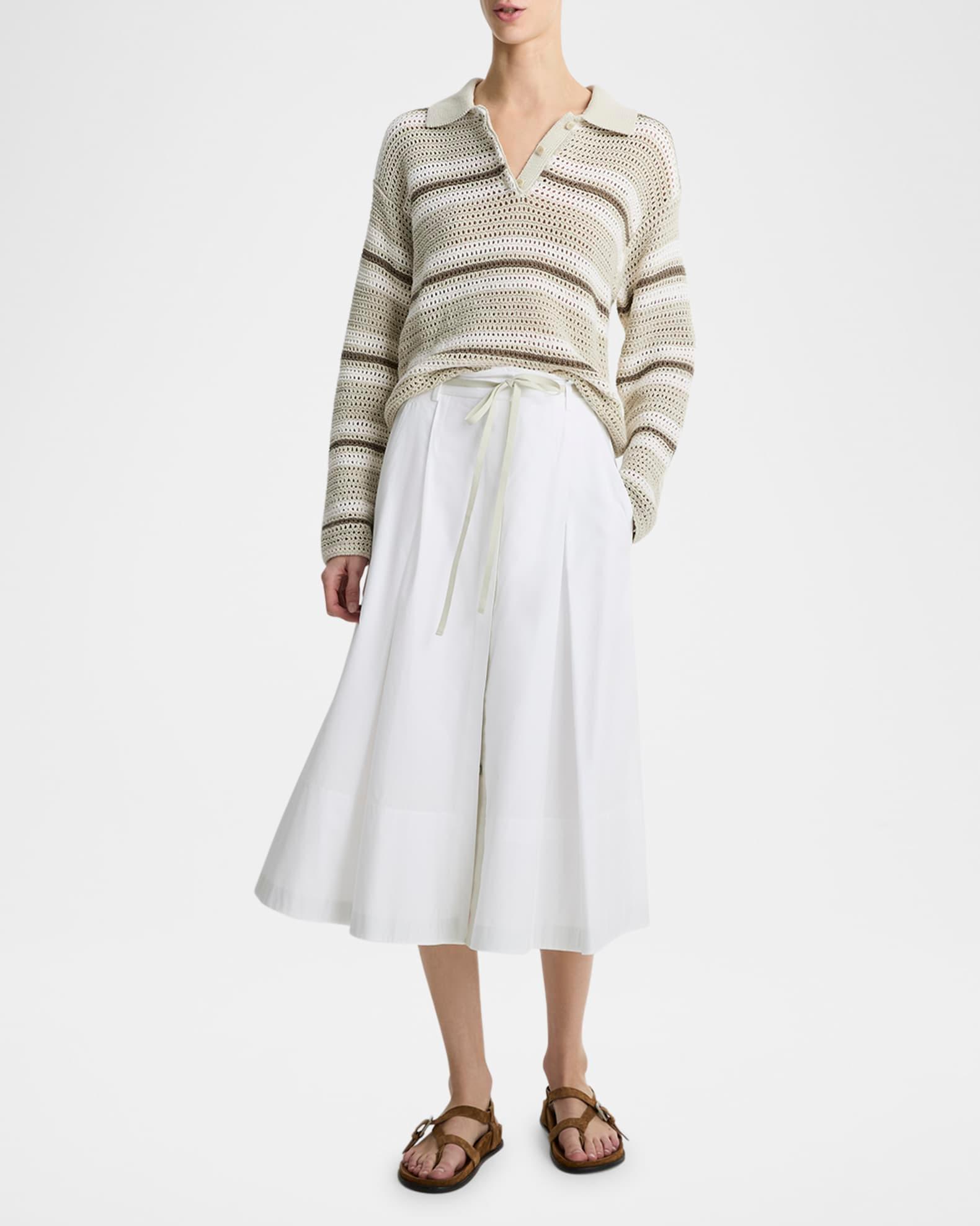 Mesh Stripe Button Polo Top  Product Image