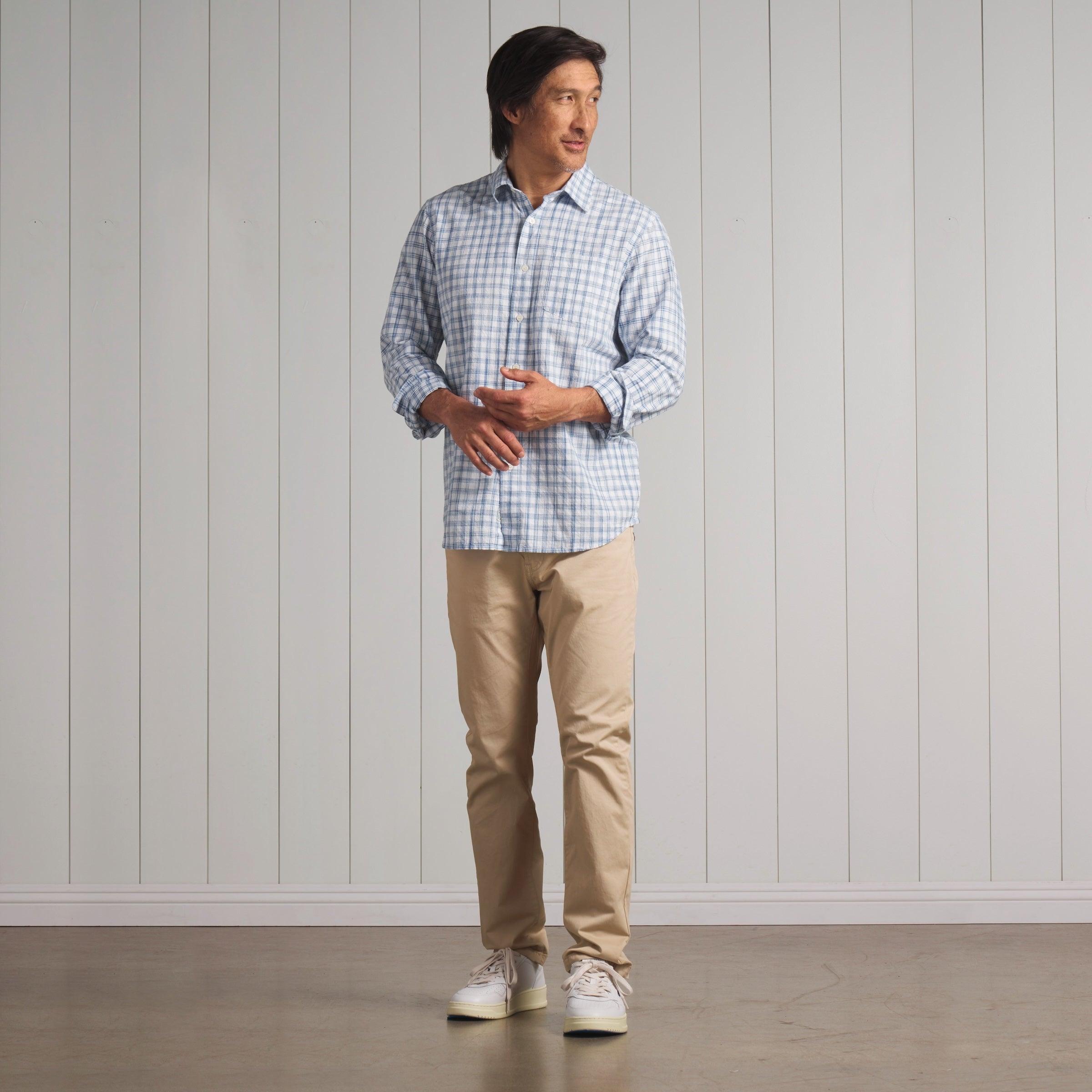 Space Dyed Gingham Shirt - Sky Blue Product Image