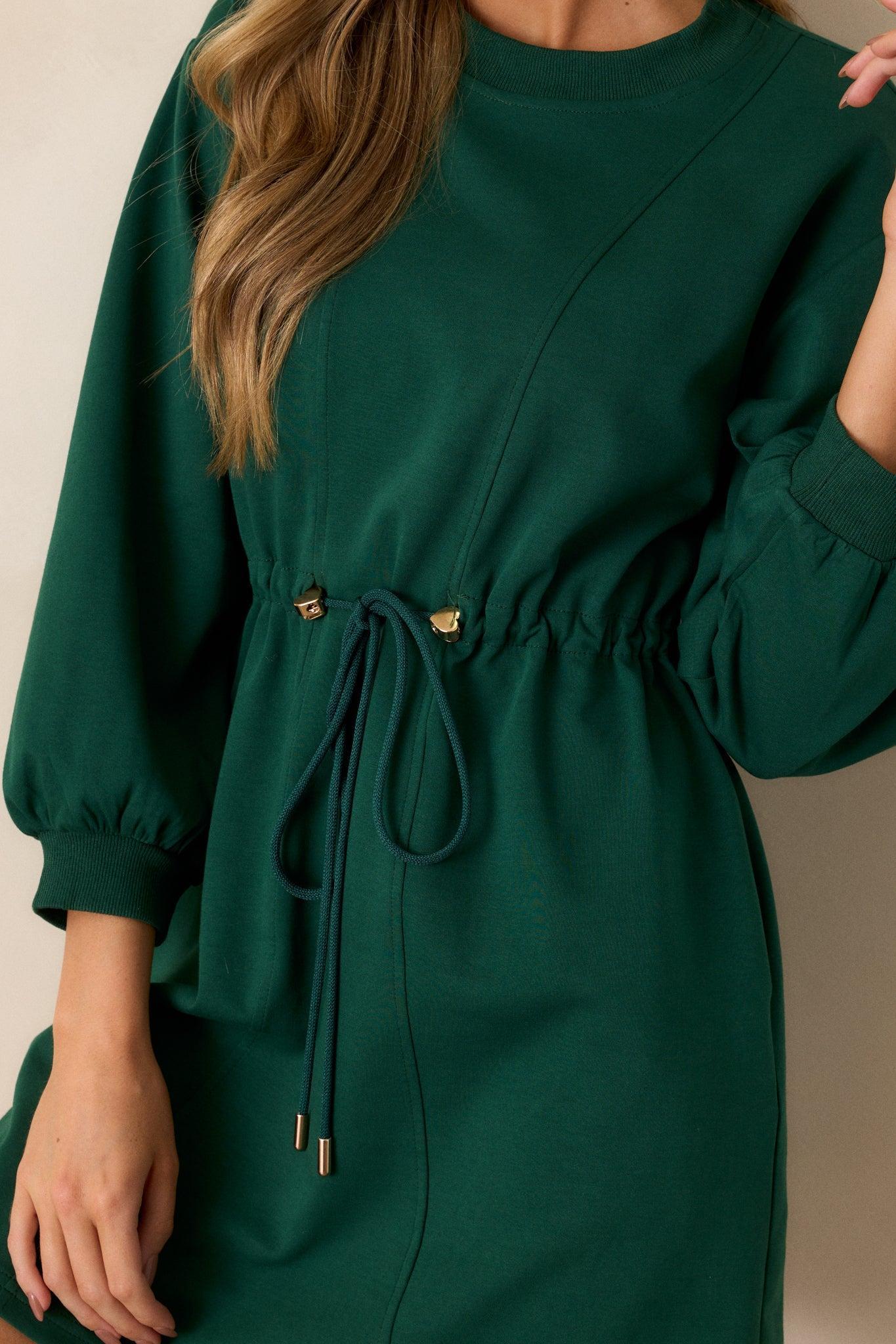 Mossy Haven Green Long Sleeve Sweatshirt Mini Dress Product Image