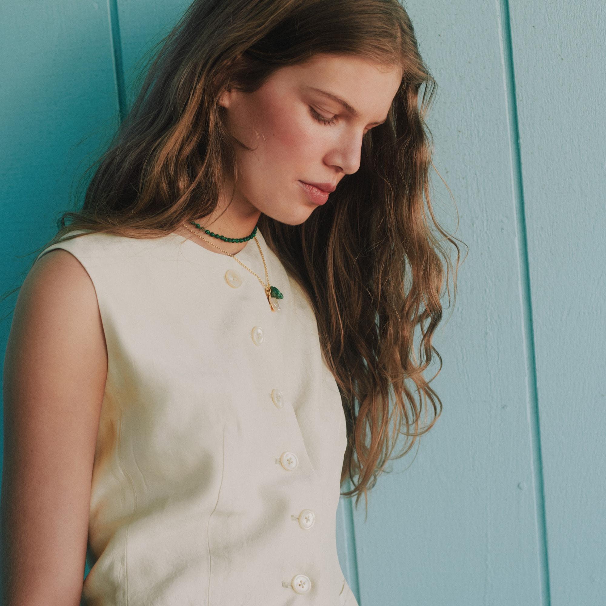 Essential cutaway vest top in textured satin Product Image