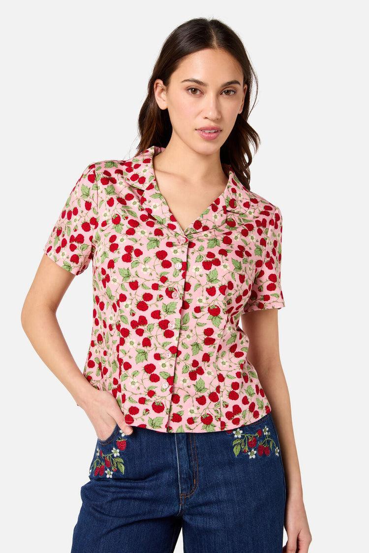 Raspberry Short Sleeve Blouse Product Image