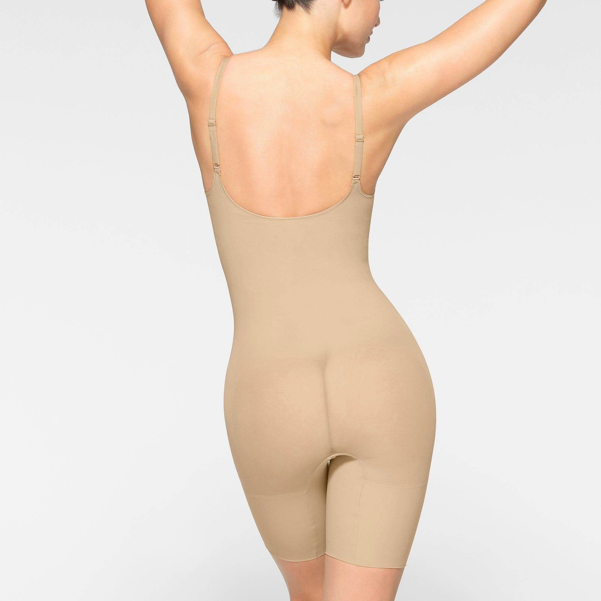 SHEER SEAMLESS MID THIGH BODYSUIT | CLAY Product Image