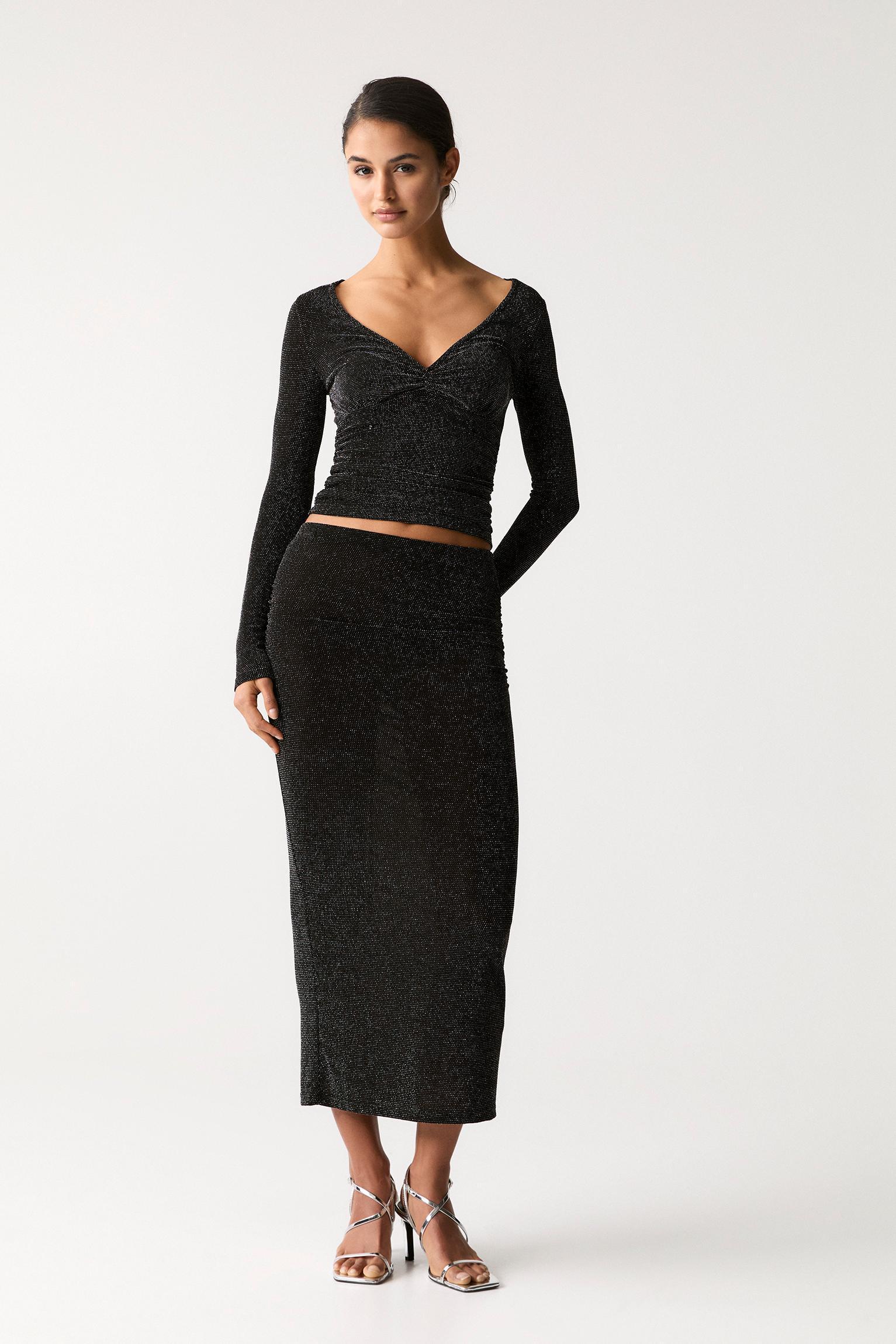 Shimmery top with gathering Product Image