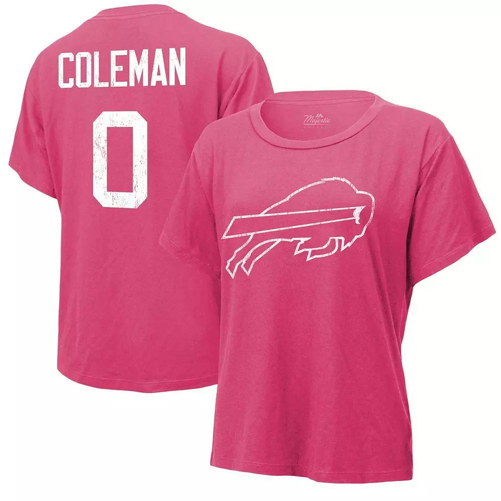 Women's Majestic Threads Keon Coleman Pink Buffalo Bills Name & Number T-Shirt,  Product Image