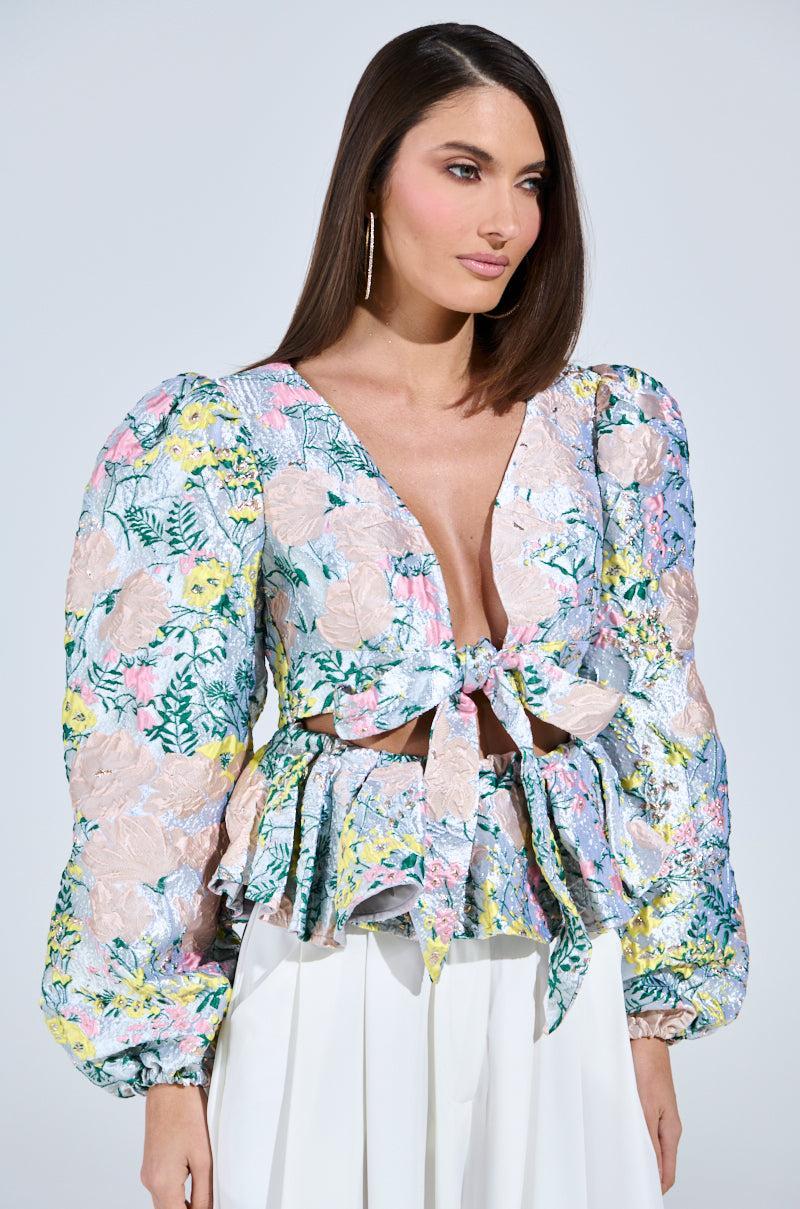 2 WAYS TO SLAY BROCADE LONG SLEEVE TOP Product Image