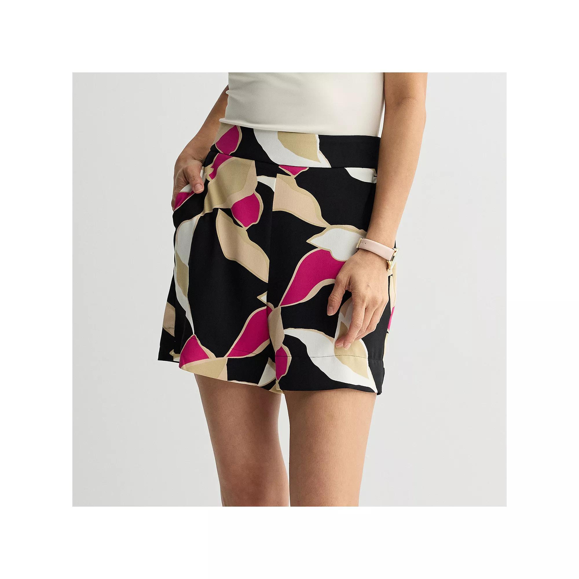 Women's Nine West Pull-On Easy Shorts, Size: Small, Black Mid Abstract Product Image