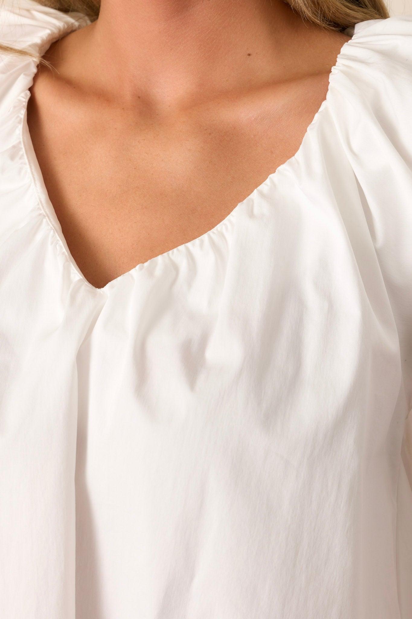 Pure Memory Ivory V-Neck Flutter Sleeve Top Product Image