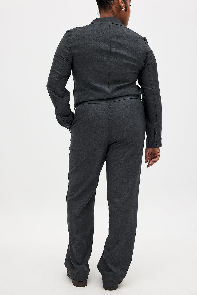 Tailored Mid Waist Trousers Grey Product Image
