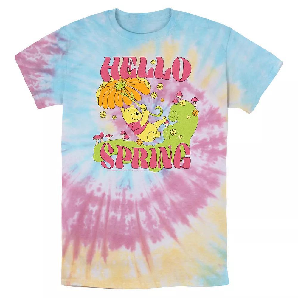 Disney's Winnie The Pooh Hello Spring Tie Dye Men's Graphic Tee, Size: Small, Blue Pink Light Yellow Product Image