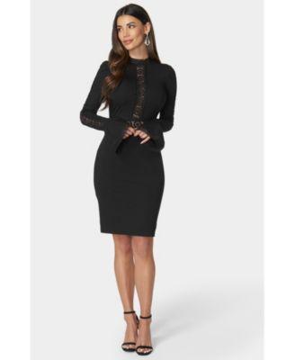 Bebe Womens High Neck Lace Midi Dress Product Image