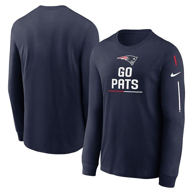 Men's Nike Navy New England Patriots Team Slogan Long Sleeve T-Shirt, Size: Small, Blue Product Image