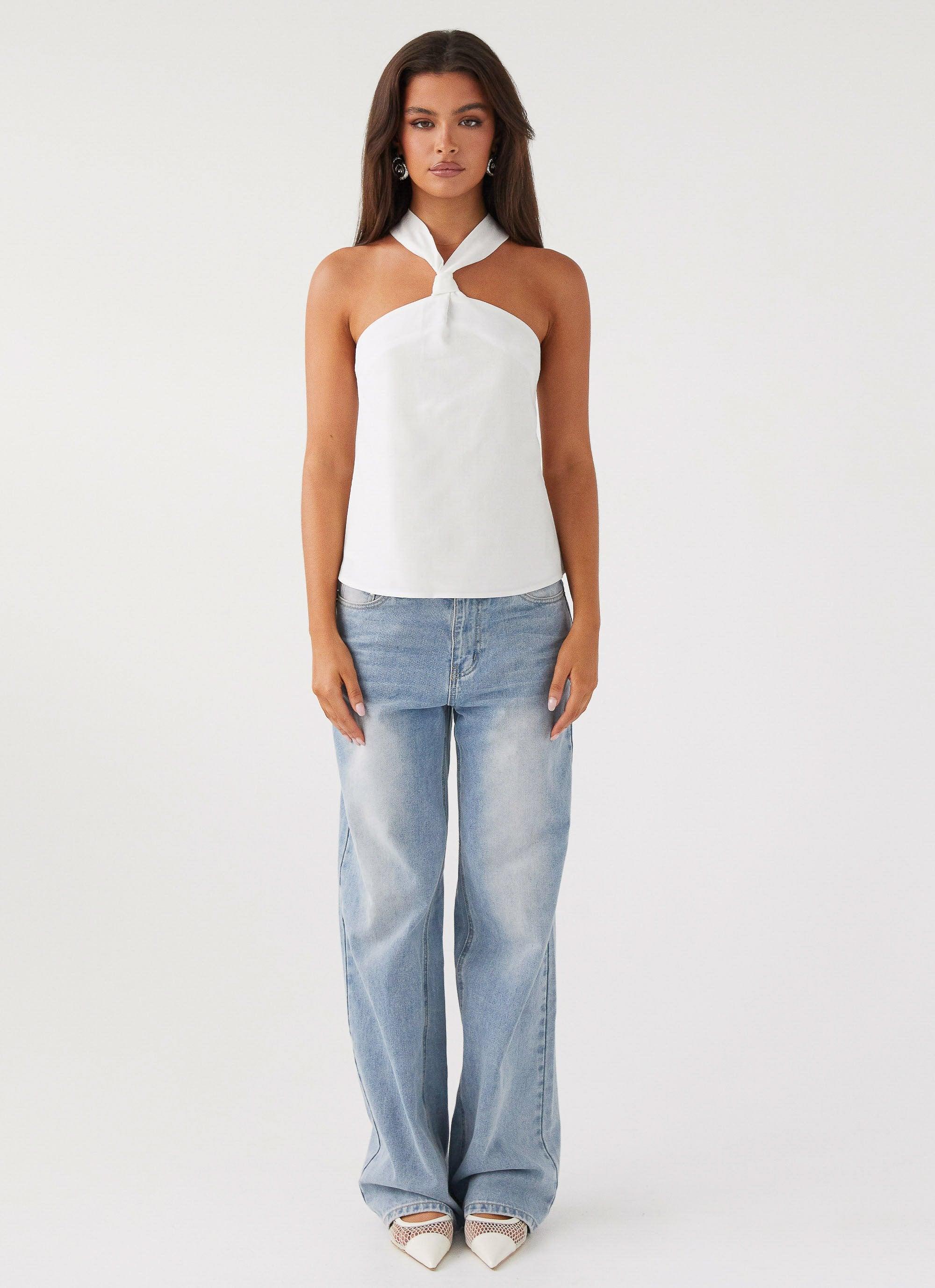 Keira Linen Top - White Product Image