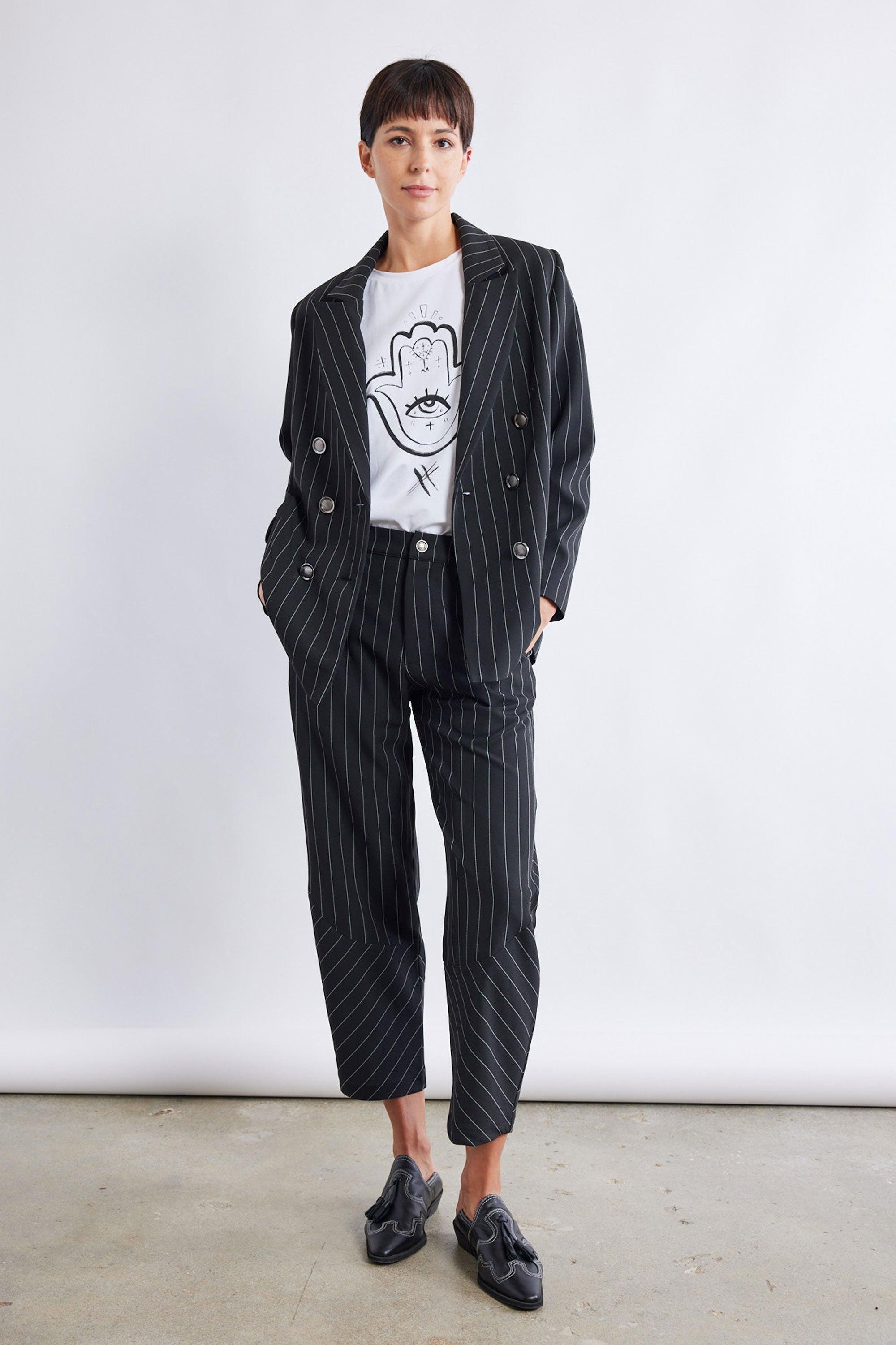 The Pinstripe Boyfriend Blazer Product Image