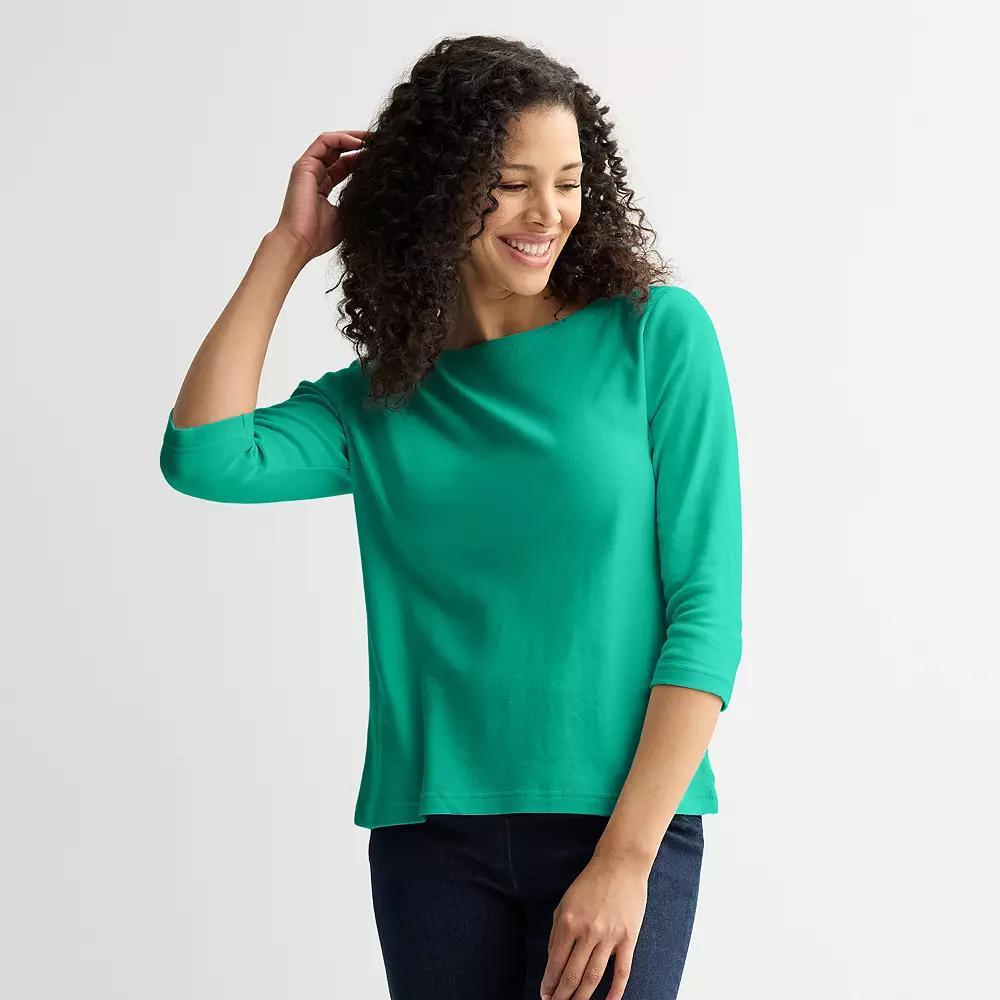 Women's Croft & Barrow® Boatneck Top, Size: XL, Greenway Product Image