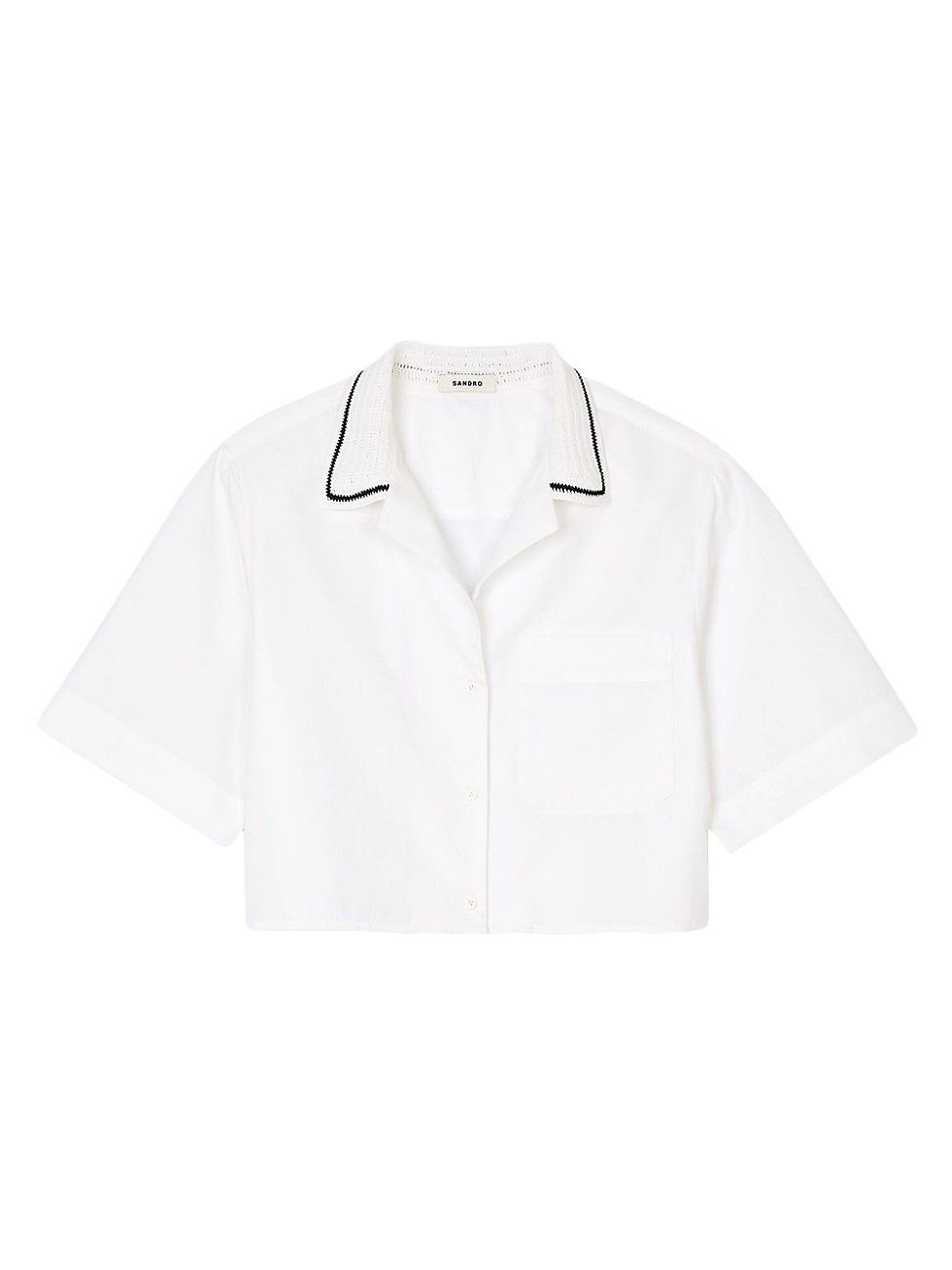 Womens Crochet Collar Shirt Product Image