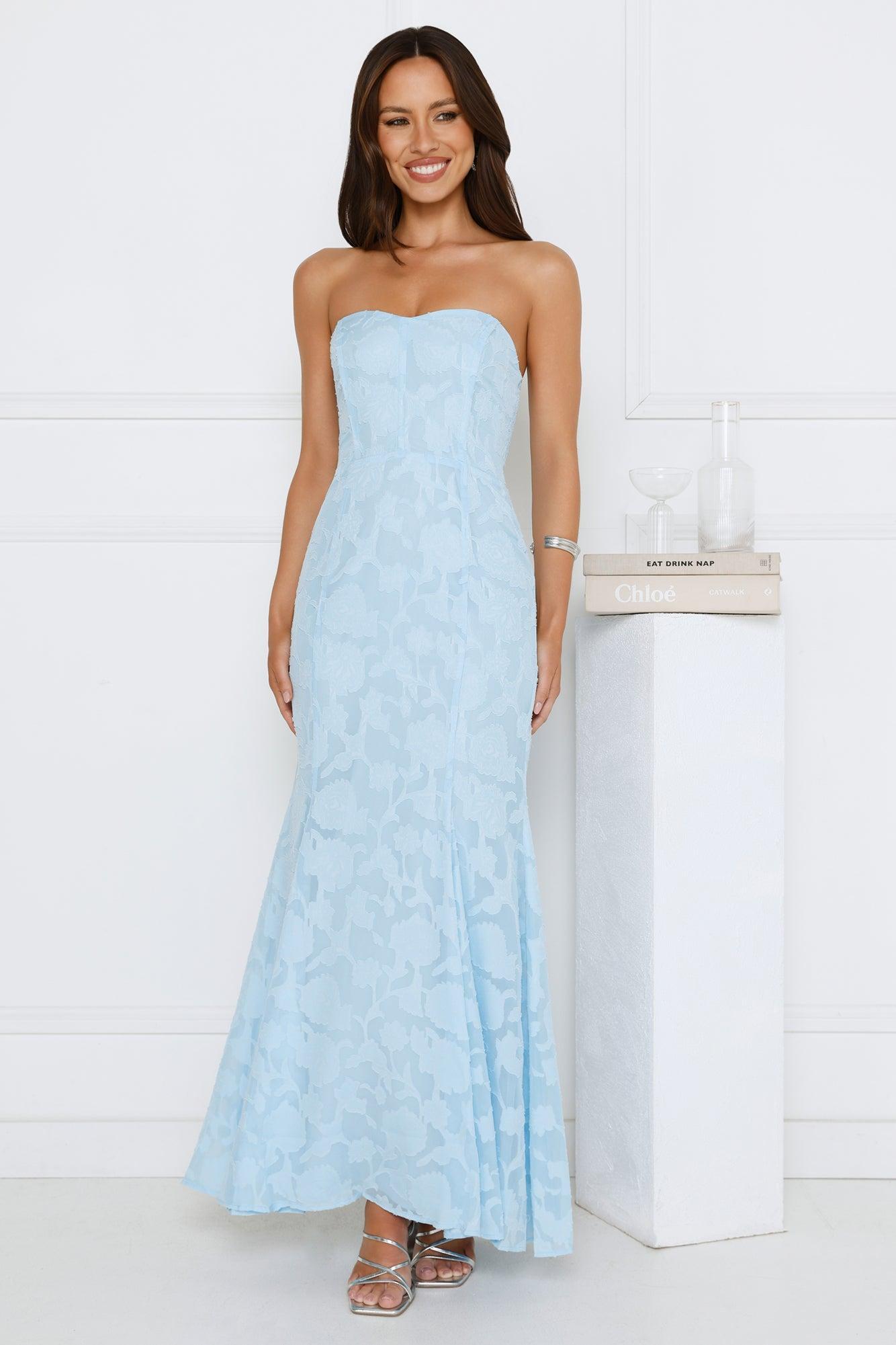 Sea Kissed Strapless Maxi Dress Blue Product Image