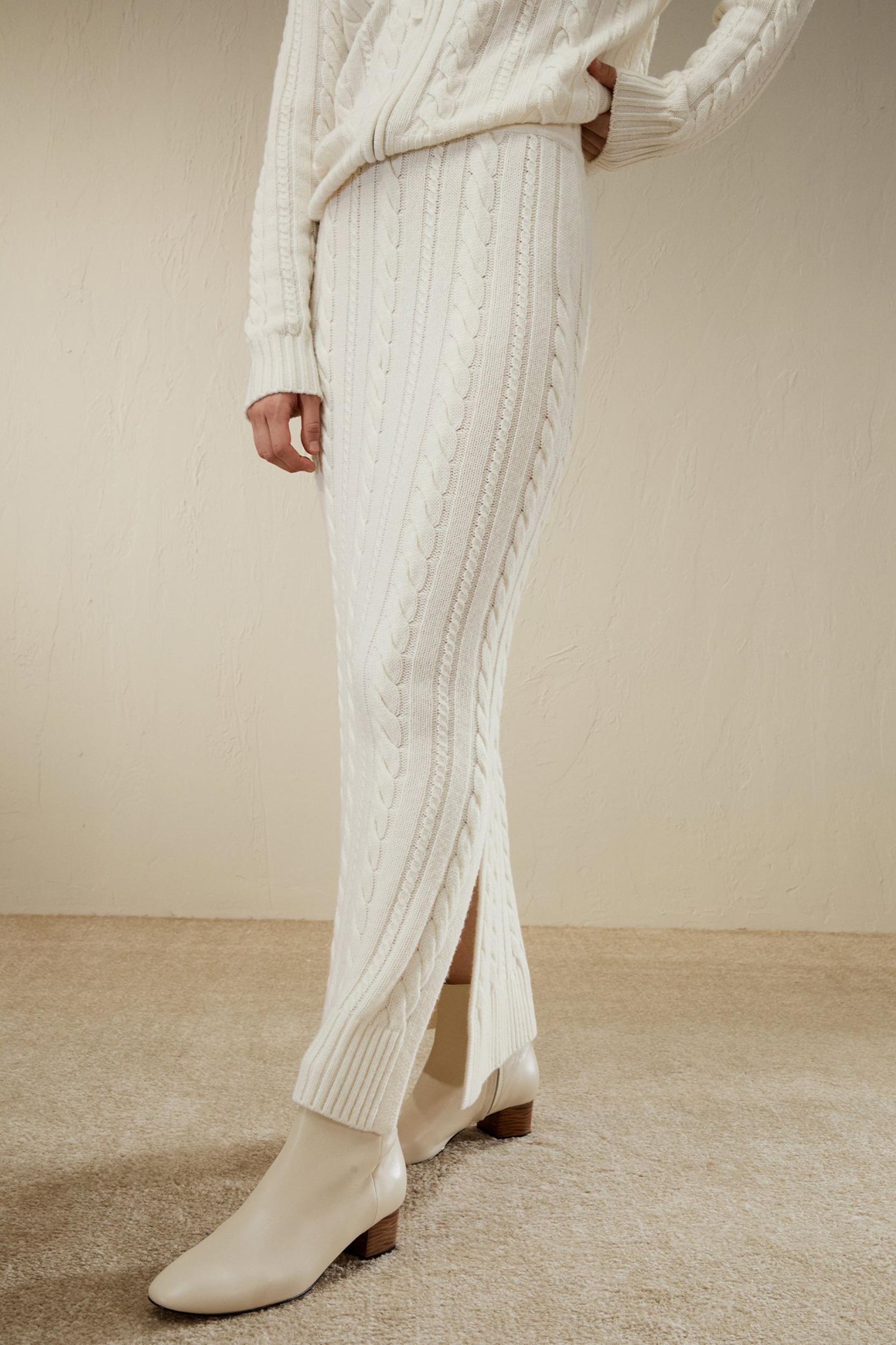 Cable Knit Wool Maxi Skirt Product Image