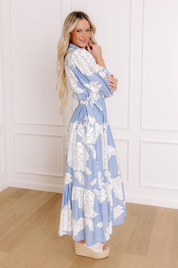 Bistro Bound Floral Midi Dress in Sky Blue Product Image
