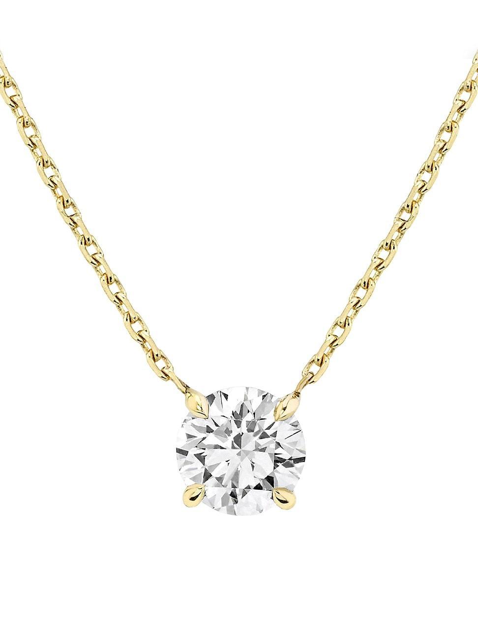 Womens 14K Yellow Gold & Round 0.75 TCW Lab-Grown Diamond Pendant Necklace Product Image